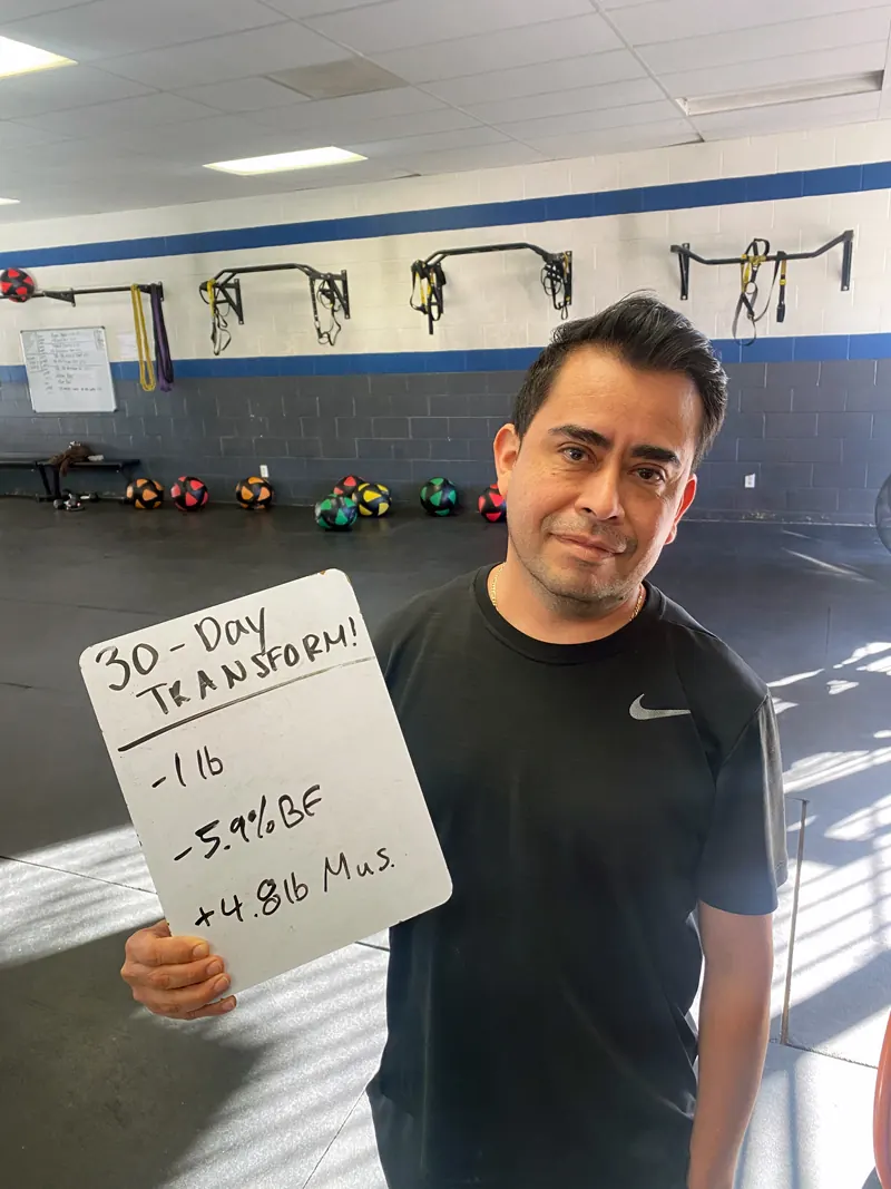 30-day transformation — Body fat loss · muscle gain — Latitude 32 Fitness member